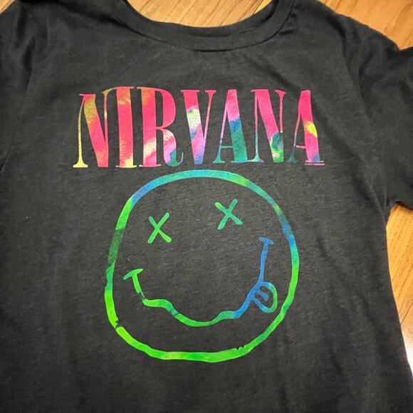 Nirvana Shirt Size M Smiley Happy Face Band Tee Neon Tie Dye - Picture 4 of 7